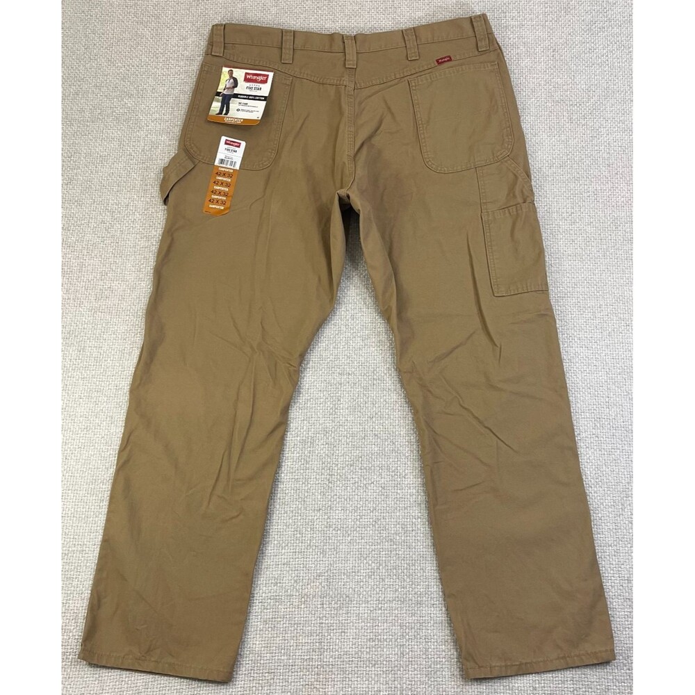 NEW Wrangler Carpenter Pants Men's 42x32 Relaxed Fit Brown Tan Utility Workwear